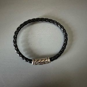 David Yurman Chevron Woven Black Rubber Bracelet with Sterling Silver
